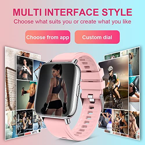 Judneer Smartwatch Mujer, 1.69'' Reloj Inteligente Rosa IP67 Impermeable, Pulsera Pantalla Táctil Completa con Monitor Sueño Contador de Caloría Pulsómetros Podómetro para Smart Watch Android y iOS