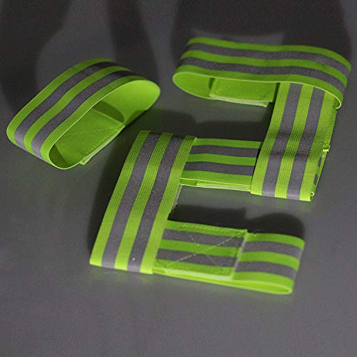 [Juego de 6] Bandas Reflectantes Elásticas, 2 Reflectore Tiras, 35x5cm Pulseras Alta Visibilidad - Outdoor Sacudida Ciclismo Equitación Correr - Cinta Reflejo de Seguridad, Verde TKB5062 green