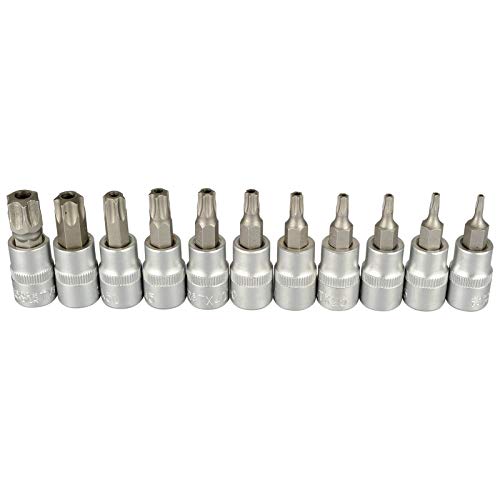 Juego de Llaves de Vaso Torx de 36 Piezas I Juego de Tuercas E4-E20 I Juego Torx T10-T60 I Llave Carraca I Puntas de Llaves de Vaso Insertas I Herramientas Taller Mecanico