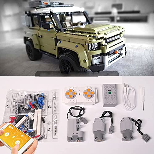 Juego de Motor y Control Remoto para Lego 42110 Technic Land Rover Defender + Kit de iluminación LED Compatible con Lego Land Rover (Juego de Lego no Incluido) (Piezas de energía)