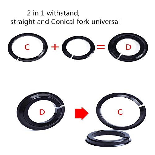 JUEXIN 1.5 Pulgadas Bike Headset Base Spacer Crown Race Bike Headset Washer con 28.6mm Tapered Fork Horquilla Recta 45 Grados para Ciclismo(D Withstand)
