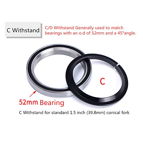JUEXIN 1.5 Pulgadas Bike Headset Base Spacer Crown Race Bike Headset Washer con 28.6mm Tapered Fork Horquilla Recta 45 Grados para Ciclismo(D Withstand)