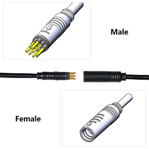 JULET Cable Impermeable, Cable de Motor de Cubo, Cable de extensión de conversión Impermeable, Cable de Bicicleta eléctrica con Conector Impermeable de 60cm y 9 Pines