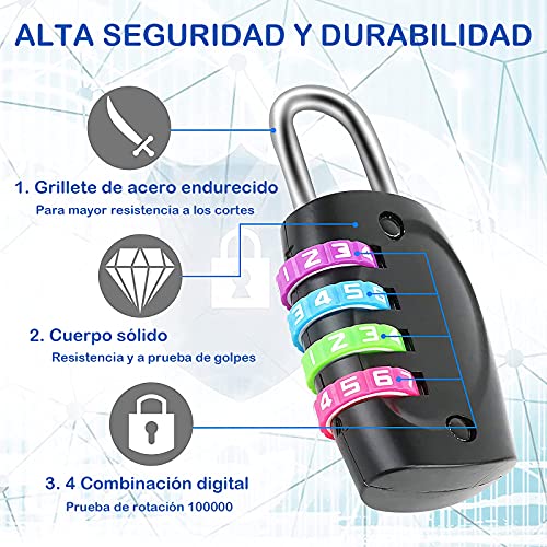 Junecat Nueva 4 dígitos combinación de Cuerpo de Aluminio Candado de contraseña para la Maleta del Recorrido