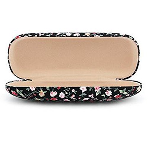 JUNGEN Funda de Gafas en Diseño Floral Estuche de Protectora de Gafas de Sol, Caja Dura, Antigolpes (Negro)