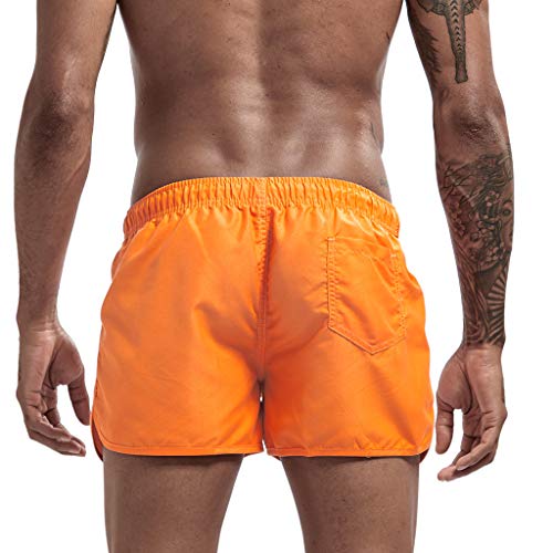 JURTEE Hombre Pantalones Cortos de Playa Secado Rápido Bañador Estampado Beach Shorts Sólido de Color Surf Cintura Elástica Deportivos Corriendo Trajes de Baño(Naranja,M)