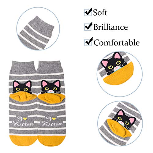 Justay 5 Pares de Calcetines Mujer Divertidos Originales Animales Lindos Estampados Ocasionales de Algodón para Niña y Mujer