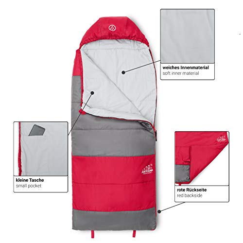 Justcamp Melvin Junior, Saco de dormir niños, manta saco de dormir para niños, rectangular