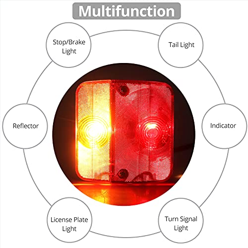 Justech 2PCS Luces Traseras Remolque con 7,5m Cable y 7 Pin Conector 12V Bombillas Piloto Trasero con Base Magnética de 5 Funciones Luz de Matrícula Placa Luz de Freno para Camion Caravan E-Mark