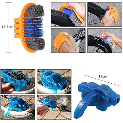 Justech 9PCs Kit de Limpieza para Bicicleta Juego de Herramientas Desengrasante de Limpieza para Bicicleta Juego de Cepillos Limpiador de Cadena para Bicicleta para Cadena Manivela Neumático Piñón