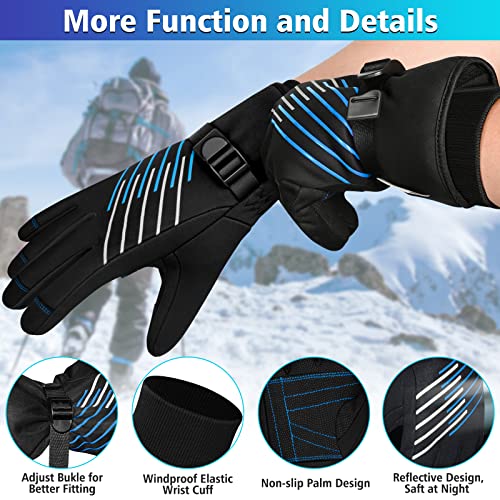 JUYANO -40°C Guantes de Esquí Impermeables para Hombre Mujer,3M Thinsulate Guantes de Invierno térmicos A Prueba de Viento Guantes de Nieve Snowboard Antideslizante Pantalla Táctil Guantes