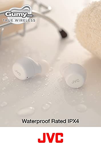 JVC Gumy Mini True Wireless Earbuds [Amazon Exclusive Edition] Auriculares Inalámbricos, Bluetooth 5.1, ResistenciaAgua (IPX4), Gran Duración de la Batería (hasta 15 Horas) - HA-Z55T-W (Blanco)