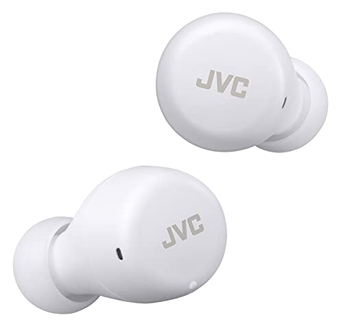 JVC Gumy Mini True Wireless Earbuds [Amazon Exclusive Edition] Auriculares Inalámbricos, Bluetooth 5.1, ResistenciaAgua (IPX4), Gran Duración de la Batería (hasta 15 Horas) - HA-Z55T-W (Blanco)