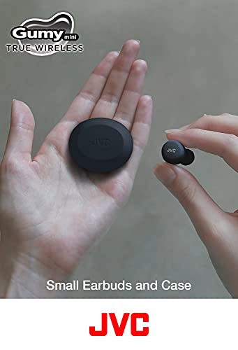 JVC Gumy Mini True Wireless Earbuds [Amazon Exclusive Edition] Auriculares Inalámbricos, Bluetooth 5.1, ResistenciaAgua (IPX4), Gran Duración de la Batería (hasta 15 Horas) - HA-Z55T-B (Negro)