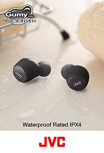 JVC Gumy Mini True Wireless Earbuds [Amazon Exclusive Edition] Auriculares Inalámbricos, Bluetooth 5.1, ResistenciaAgua (IPX4), Gran Duración de la Batería (hasta 15 Horas) - HA-Z55T-B (Negro)