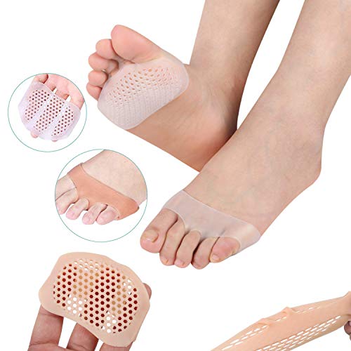 JZZJ 2 Pairs Metatarsal Pads Breathable Ball of Foot Cushions Gel Forefoot Pad Toe Separator Cushion Metatarsal Pads for Women and Men by