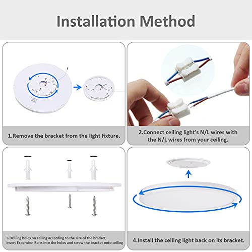 K-Bright Lámpara de Techo Moderna 38W Plafón Led Redonda Ultra Delgado Downlight Blanco Natural 4500K 3240LM adecuada para Cocina, Balcón, Dormitorio, Corredor, Ø40cm, No-Regulable