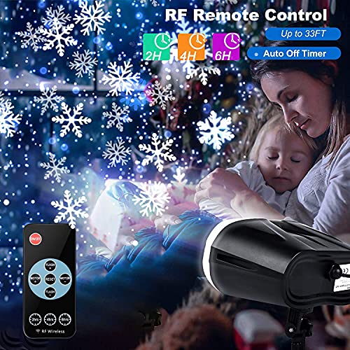 K-Bright Luces Proyector Navidad LED, Lámpara de Proyección de Nevadas para Exteriores e Interiores con Control Remoto, Lámpara de proyección impermeable, para Halloween, Navidad, Fiesta