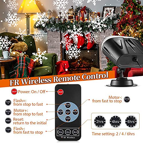 K-Bright Luces Proyector Navidad LED, Lámpara de Proyección de Nevadas para Exteriores e Interiores con Control Remoto, Lámpara de proyección impermeable, para Halloween, Navidad, Fiesta