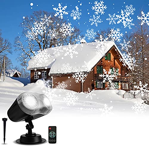 K-Bright Luces Proyector Navidad LED, Lámpara de Proyección de Nevadas para Exteriores e Interiores con Control Remoto, Lámpara de proyección impermeable, para Halloween, Navidad, Fiesta