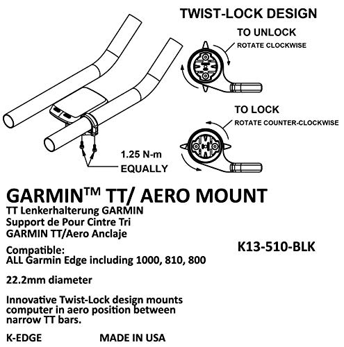 K-EDGE TT - Soporte para Manillar de Bicicleta para Garmin Edge Negro Negro Talla:Talla única