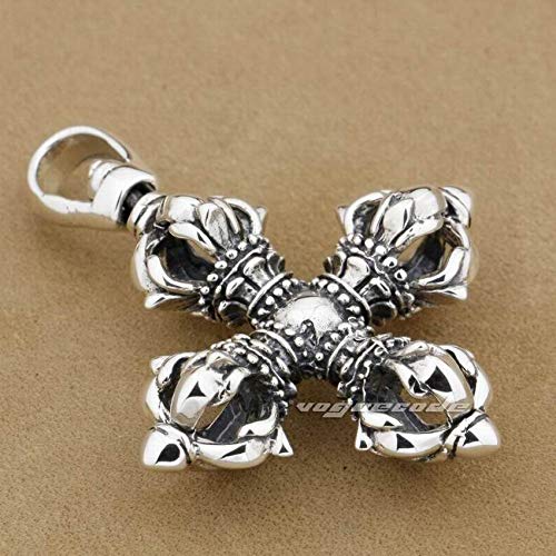 K-ONE 925 Gran Tibet Tibetan Vajra Mens Biker Rock Punk Colgante 9F002-Solo Colgante