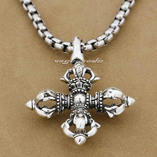 K-ONE 925 Gran Tibet Tibetan Vajra Mens Biker Rock Punk Colgante 9F002-Solo Colgante