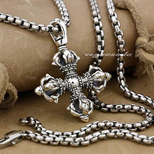 K-ONE 925 Gran Tibet Tibetan Vajra Mens Biker Rock Punk Colgante 9F002-Solo Colgante