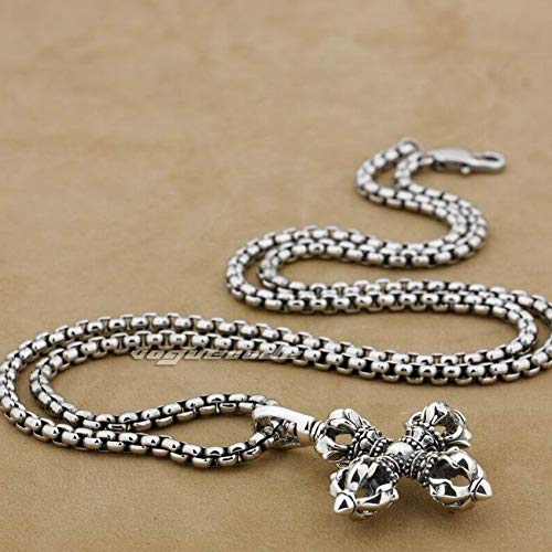 K-ONE 925 Gran Tibet Tibetan Vajra Mens Biker Rock Punk Colgante 9F002-Solo Colgante