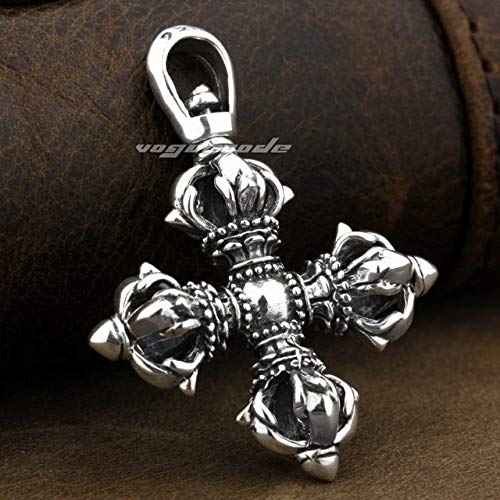 K-ONE 925 Gran Tibet Tibetan Vajra Mens Biker Rock Punk Colgante 9F002-Solo Colgante