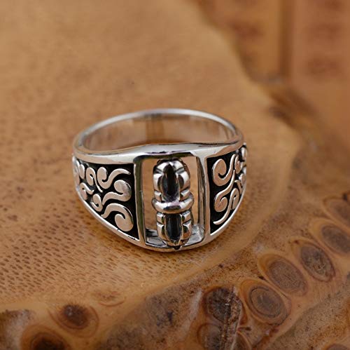 K-ONE Archaize Process Thai Silver S990 Anillo de Plata Fina Vajra Hand Act El Papel del Budismo Rotativo New-See Chart