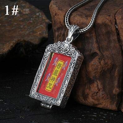 K-ONE Buda Colgante   925 joyería India Hombres Mujeres Collar Lucky Heart Sutra Mantra Vajra Colgante   Estilo P63-1