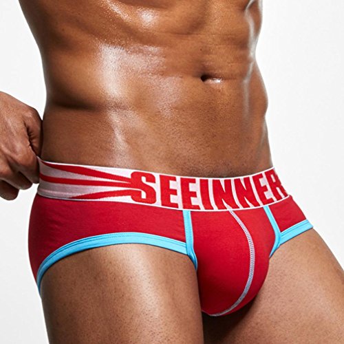 K-youth Slips para Hombre, Calzoncillos Hombre Slip Algodon Baratos Boxer De Hombres Sport Ropa Interior Hombre Hombres Bóxers (Rojo, L)