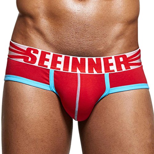 K-youth Slips para Hombre, Calzoncillos Hombre Slip Algodon Baratos Boxer De Hombres Sport Ropa Interior Hombre Hombres Bóxers (Rojo, L)