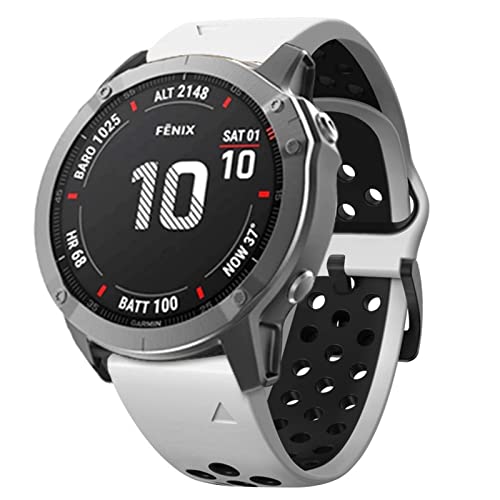 KADIWOAD KKFA - Correa de reloj para Garmin Fenix 6X 6 6s Pro 5S Plus 935 3 HR de liberación rápida de silicona Easyfit (color: blanco, tamaño: 20 mm Fenix 6S Pro)