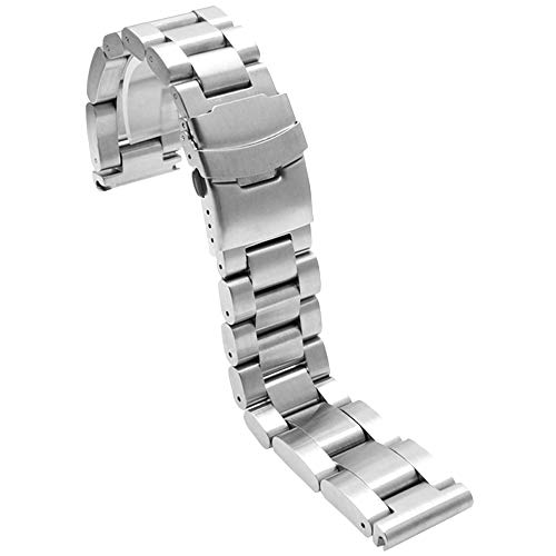 Kai Tian Banda Reloj 26mm Cepillado Correas Reloj Acero Inoxidable para Hombres Mujeres Correa Reloj Pulsera Reloj Repuesto Doblar Hebilla Plata