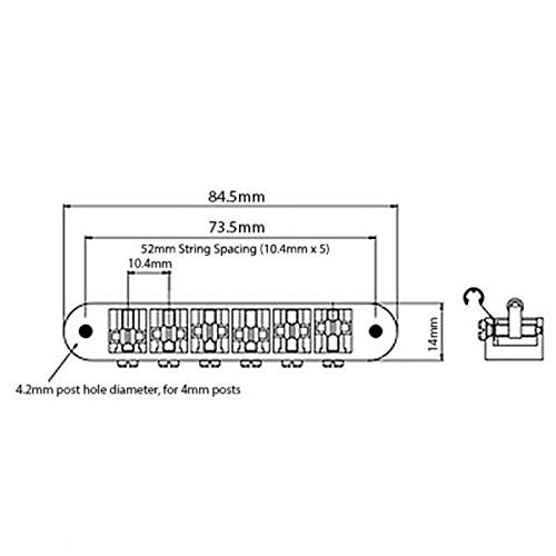 KAISH Puente de sillín de guitarra cromada Tune-O-Matic para Gibson Les Paul, SG, ES Dot, Gretsch Bigsby Guitarra con postes roscados M4