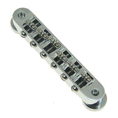 KAISH Puente de sillín de guitarra cromada Tune-O-Matic para Gibson Les Paul, SG, ES Dot, Gretsch Bigsby Guitarra con postes roscados M4