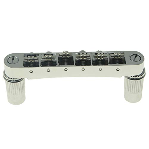 KAISH Puente Tune-O-Matic Puente de sillín de guitarra cromada con ruedas para Epiphone Les Paul, SG, Dot, Bigsby Guitarra con postes roscados M8