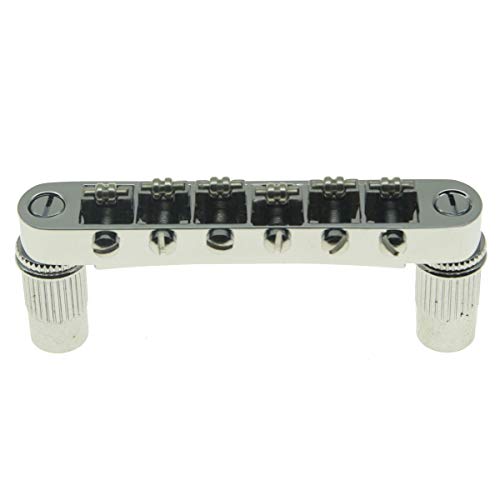 KAISH Puente Tune-O-Matic Puente de sillín de guitarra cromada con ruedas para Epiphone Les Paul, SG, Dot, Bigsby Guitarra con postes roscados M8