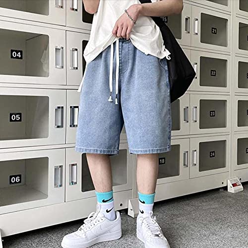 KAL'ANWEI Verano Denim Shorts Men Fashion Streetwear Hip Hop Baggy Jeans Portés Pantalones Cortos Masculino De La Rodilla Jean Pantalones 5XL-Azul_L