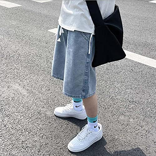 KAL'ANWEI Verano Denim Shorts Men Fashion Streetwear Hip Hop Baggy Jeans Portés Pantalones Cortos Masculino De La Rodilla Jean Pantalones 5XL-Azul_L