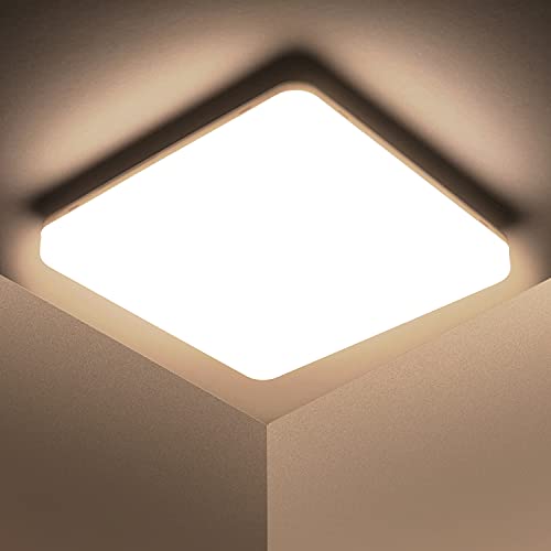 Kambo LED Lámpara de Techo Moderna 48W Cuadrada Blanca, Plafon Techo Led Moderno Blanco Neutro 4500K 30CM Para Baño Cocina Sala de Estar Dormitorio Pasillo Habitacion Comedor Balcón