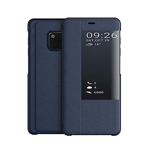 KANSI Compatible con Huawei Mate 20 Pro Funda, Smart View Flip Funda de Cuero + Protector Pantalla - Marina