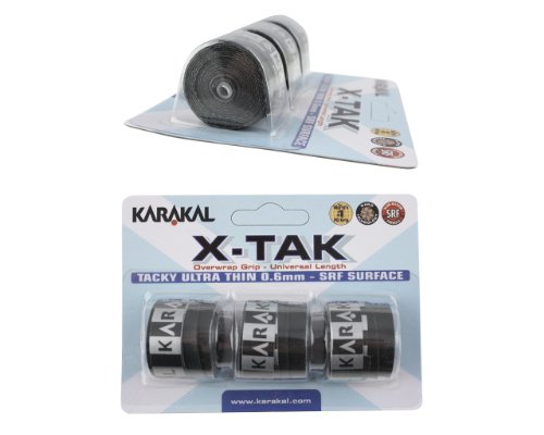 Karakal X-TAK Overgrip para raquetas de tenis, bádminton o squash, negro