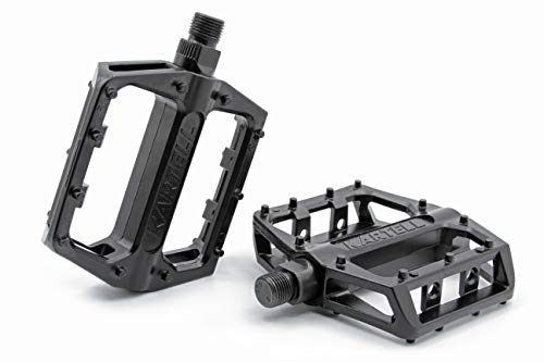 Kartell ® Plataforma MTB Pedales de bicicleta con tecnología de rodamiento de deslizamiento para bicicleta de montaña, BMX, Dirt Jumping y E-Bike, par de roscas de 9/16 pulgadas, color negro