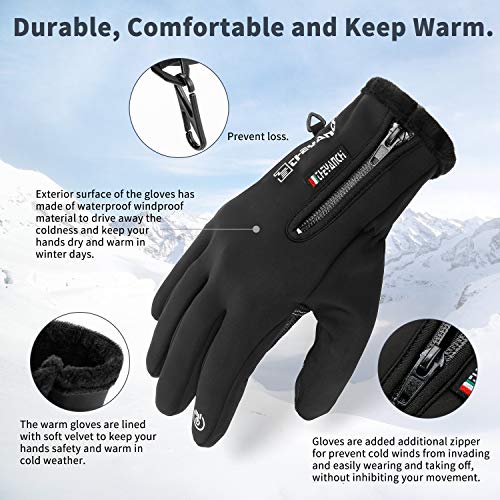 Kasimir Guantes de Invierno Guantes Táctiles Bicicleta Correr al Aire Libre Guantes Calientes con Diseño Antideslizante Esquiar Escalar Triple Impermeable para Hombre y Mujeres XL