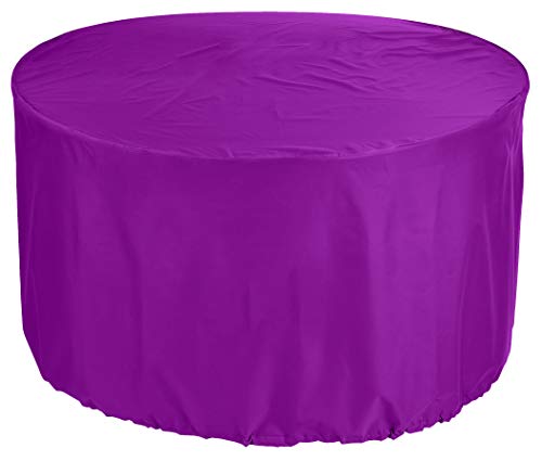 KaufPirat Premium Fundas para Mesa Redonda Ø 275x90 cm Isla de Ratán Cubierta Impermeable Funda para Mesa para Mobiliario de Exterior, Oxford Fundas para Proteger Muebles de Jardín Morado