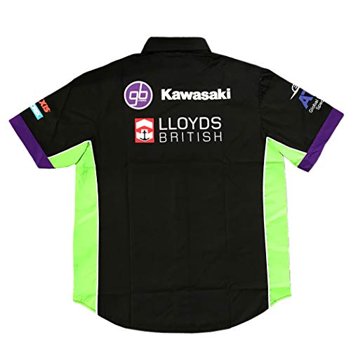 Kawasaki BSB Superbike Sports - Camisa de manga corta Negro, verde y multicolor. Medium-Large