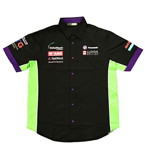 Kawasaki BSB Superbike Sports - Camisa de manga corta Negro, verde y multicolor. Medium-Large